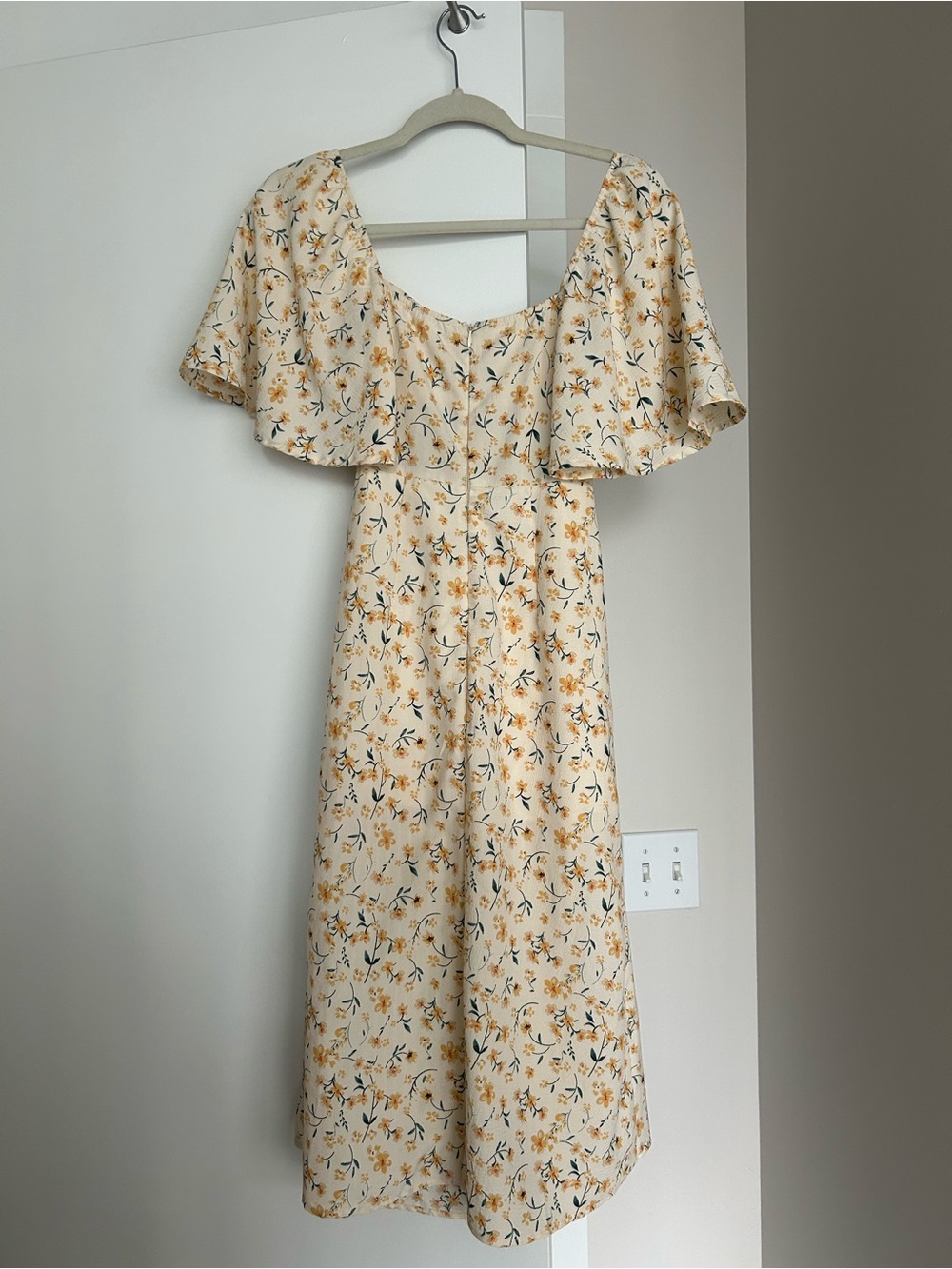 Floral Cutout Midi Dress in Cream and Yellow - Picture 5 of 5